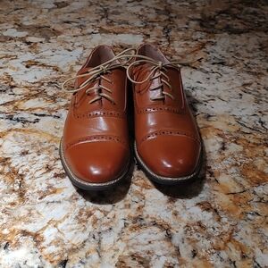 Bruno Marc Cap toe Oxford dress shoes, brown size 8.5, men's, very nice.